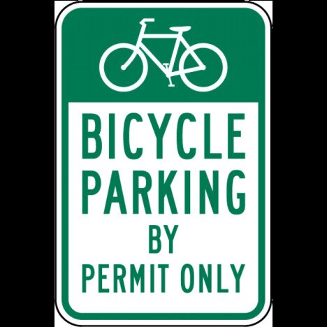 Bicycle Parking By Permit Only Sign